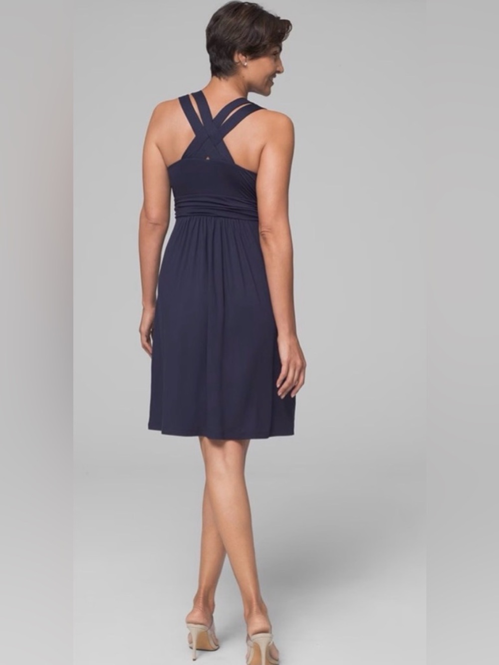 Like New Soma Cross Back Strap Bra Mini Dress in Navy Size XL - Picture 2 of 8